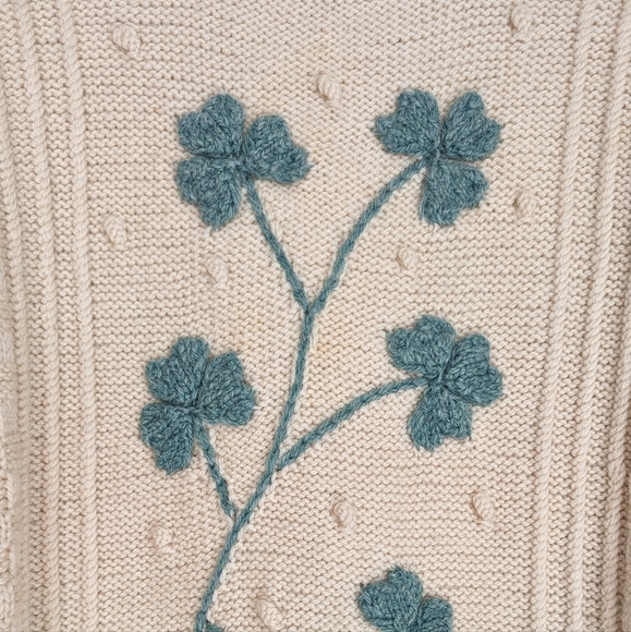 🇮🇪 Vintage Cooleen Shamrock Wool Aran Sweater Made In Ireland St Patrick's Day - Picture 9 of 15